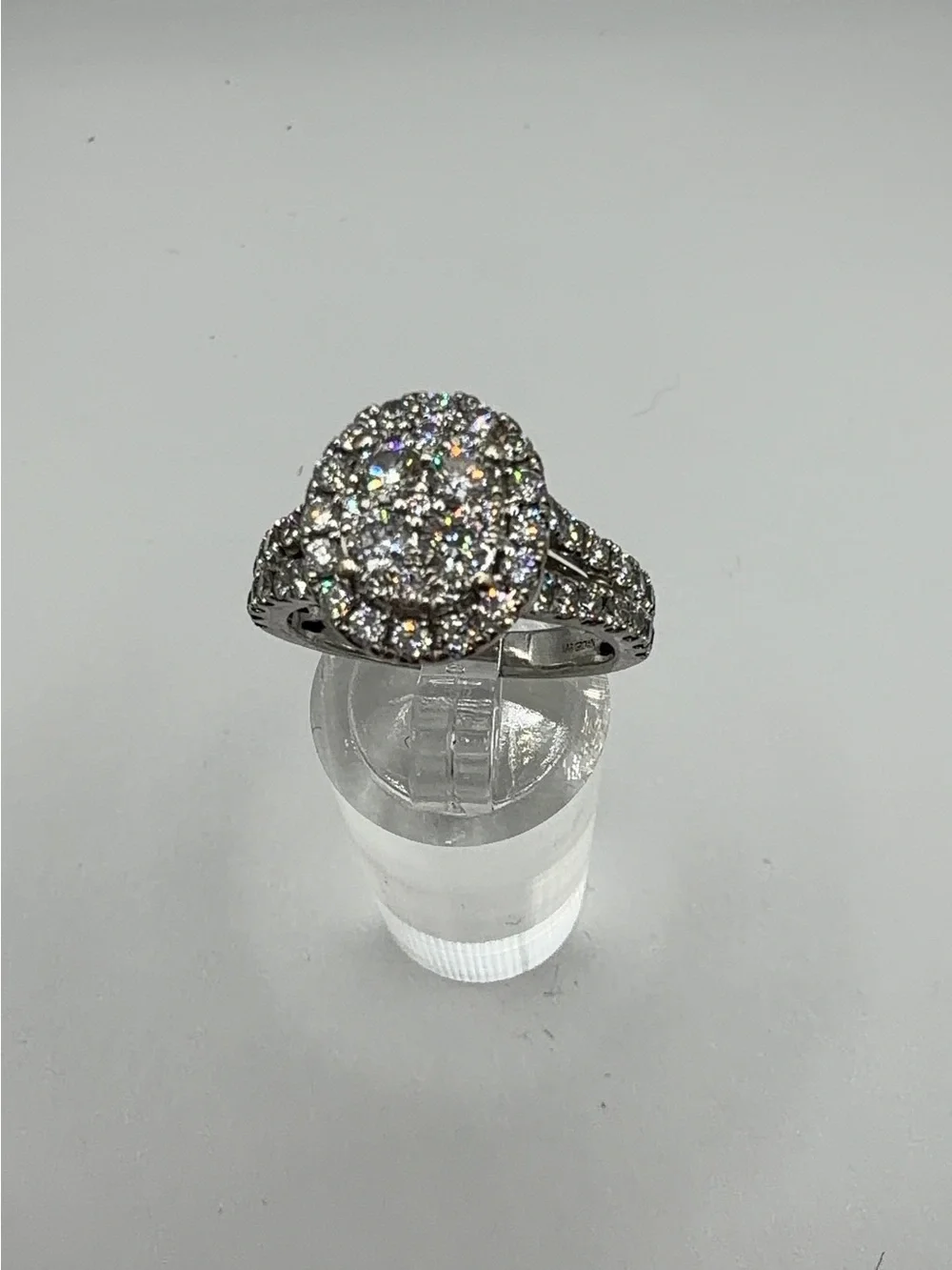 14K White Gold Lab Diamond Halo Ring Size 8.5